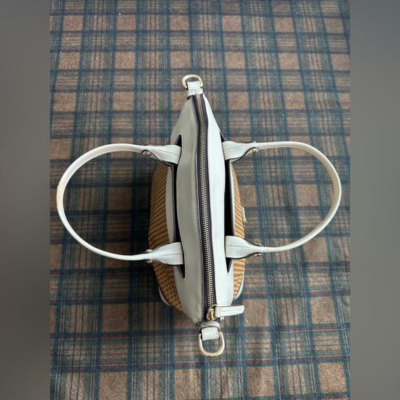 Dooney & Bourke Beacon Woven Dome Satchel – Brown & White Leather – EUC - Picture 9 of 14